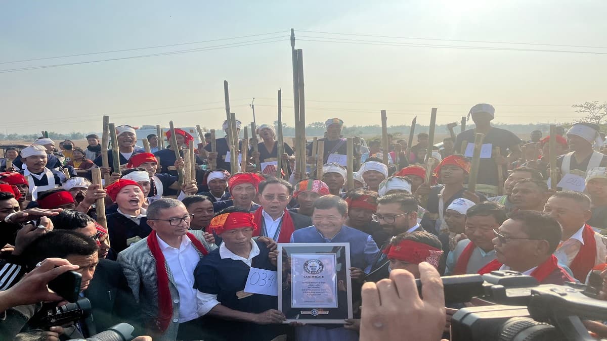 721 Karbi Men Create Stilt-Walking World Record in Assam