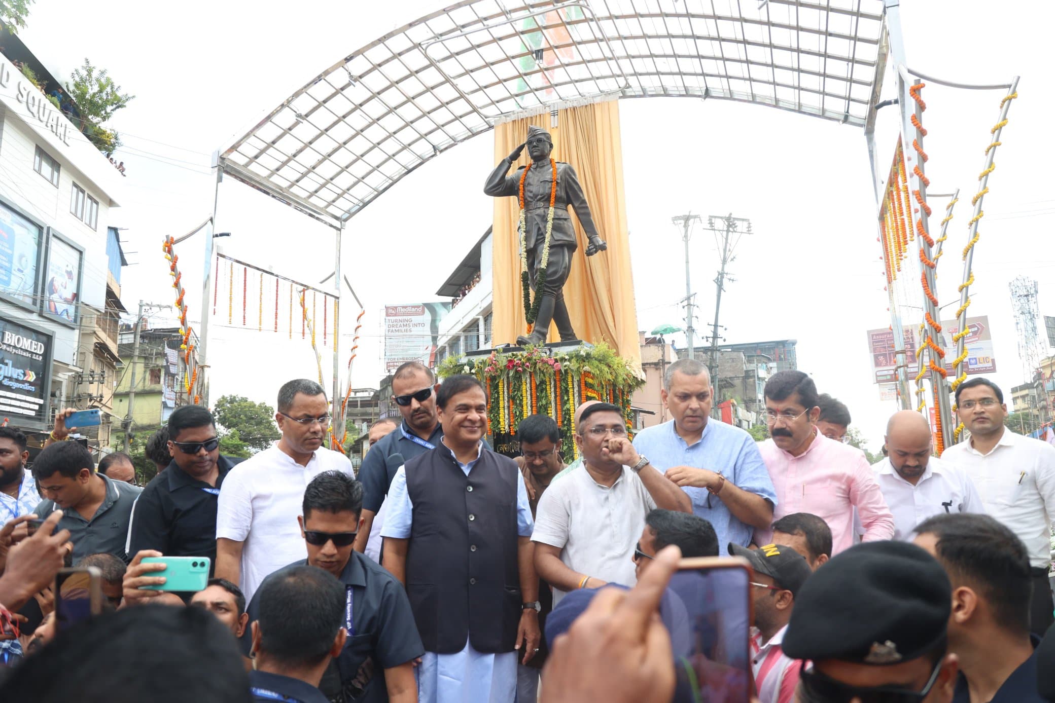 Assam CM unveils grand statue of Netaji Subhas Chandra Bose in Silchar