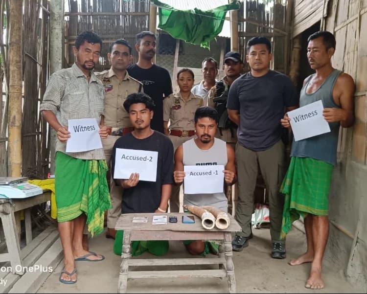 Two Arrested with Elephant Tusks Worth Around ₹6 Lakh in Assam's Tamulpur