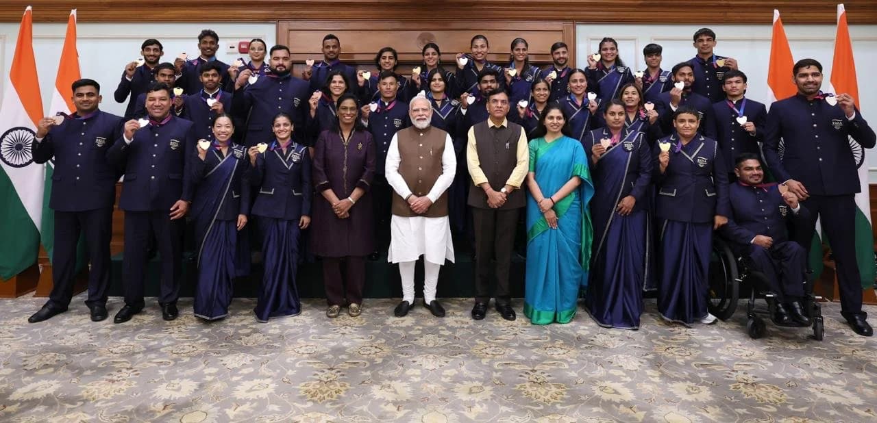 PM Modi Meets Commonwealth Games 2026 Medal Winners At 7 Lok Kalyan Marg